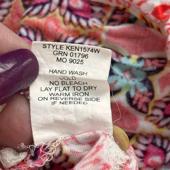 Anthropologie Fig and Flower Women's Tunic Blouse Dress Size 1X Geometric Hi Low - Picture 9 of 11